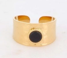 Bague anneau épais avec pierre naturelle ronde