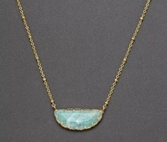 Collier acier inoxydable chaine billes pierre naturelle demi-lune Noël