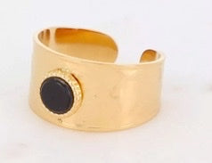 Bague anneau épais avec pierre naturelle ronde