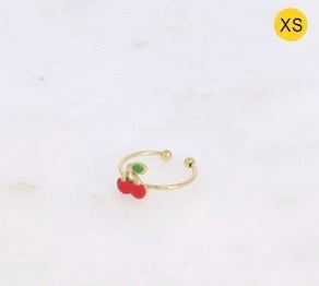 Bague fine XS cerise en émail