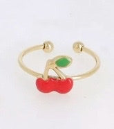Bague fine XS cerise en émail