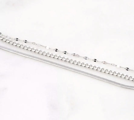 Bracelet 3 chaines argentées