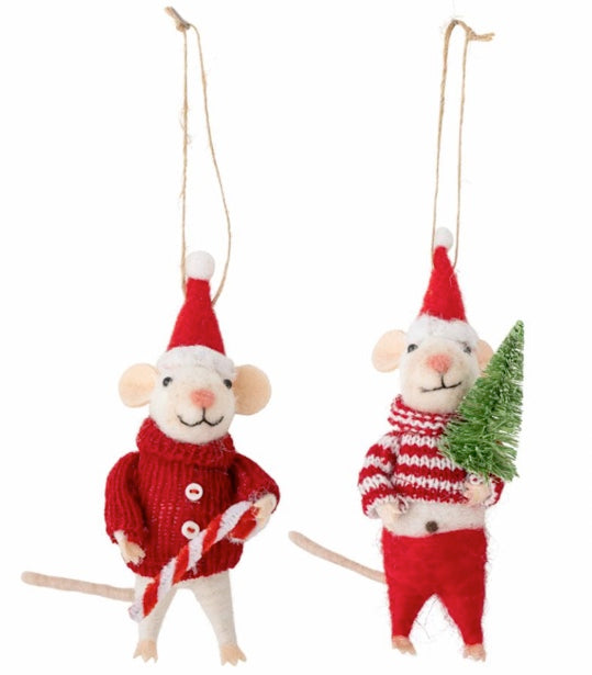 Lot de 2 souris en laine, Peo Bloomingville