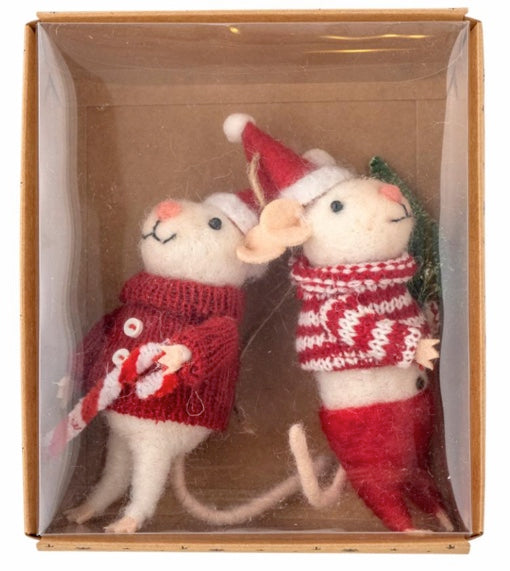 Lot de 2 souris en laine, Peo Bloomingville