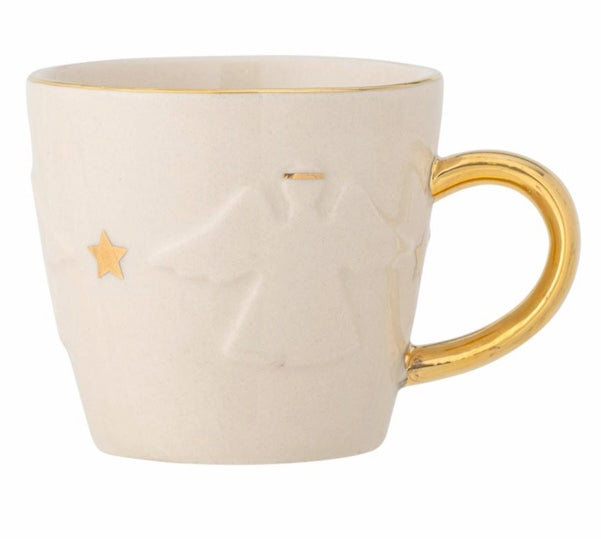 Starry mug, blanc et doré en grès, Bloomingville