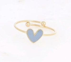 Bague Yssenia ajustable petit coeur en émail coloré