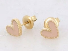 Boucles puces Yssenia coeur en émail coloré