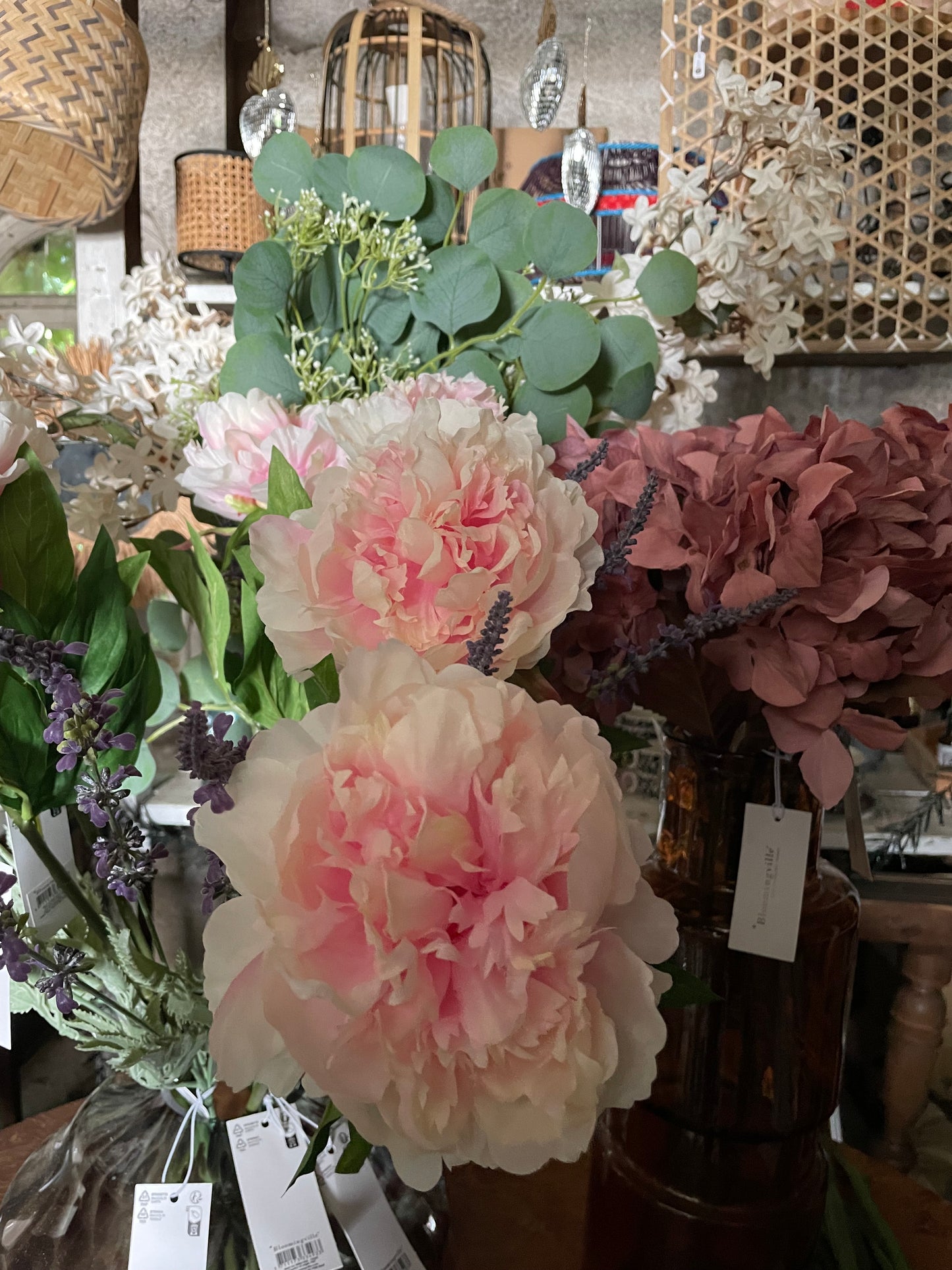 Pivoine artificielle, rose, Bloomingville, 66 cm