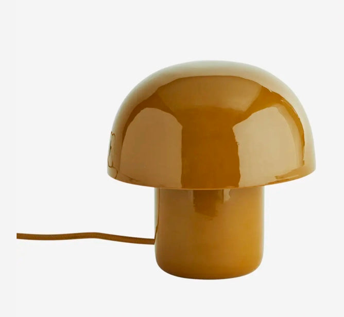Lampe champignon en émail moutarde Madame Stoltz, Enamel table lamp