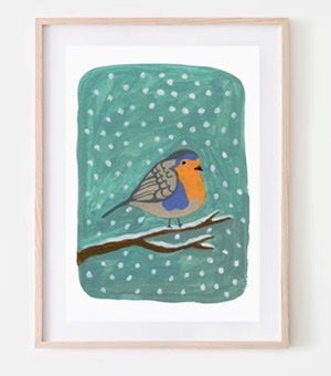 Illustration Winter Robin A5