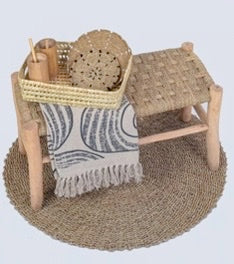 Banc marocain en bois d'eucalyptus