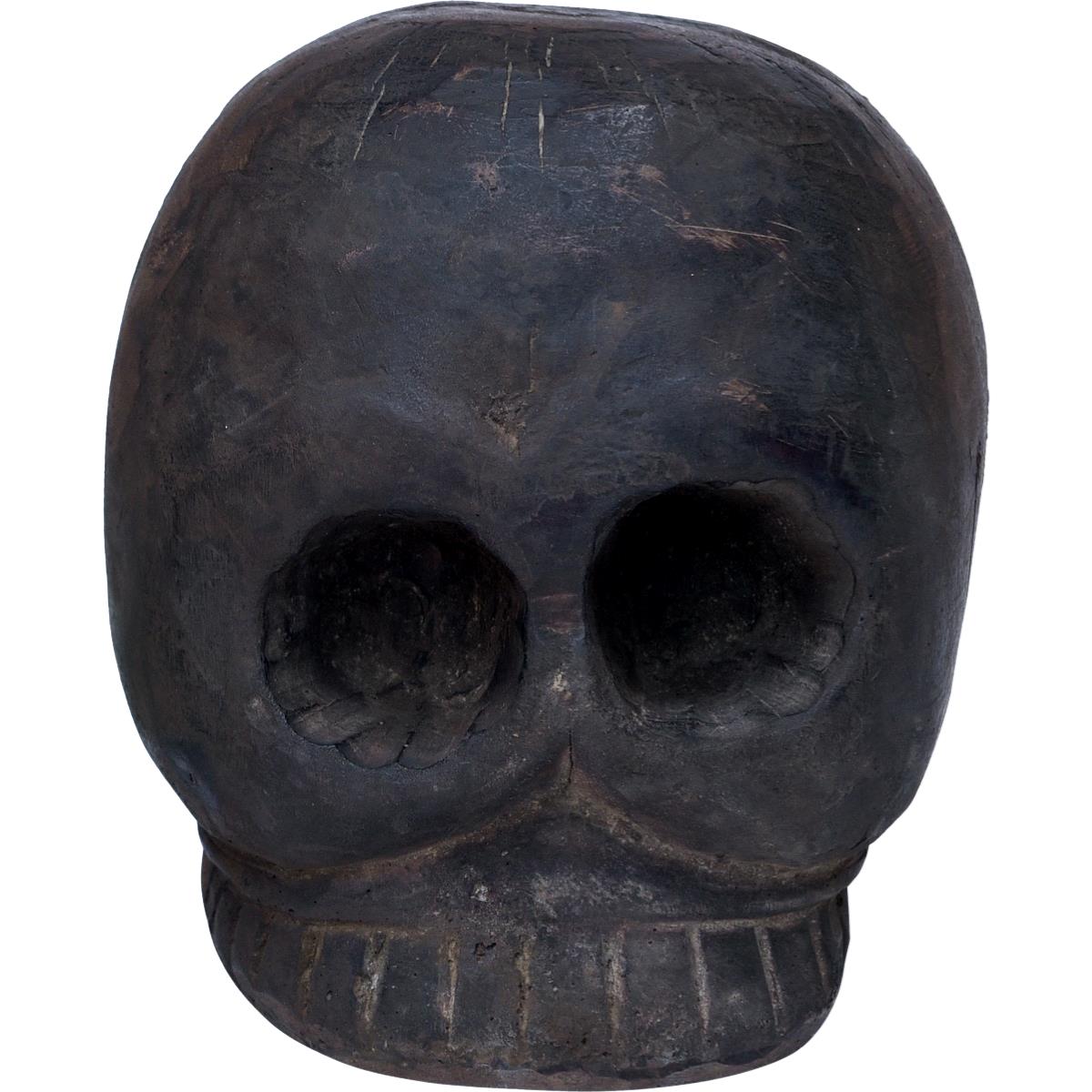 Tête de mort en bois noirci
