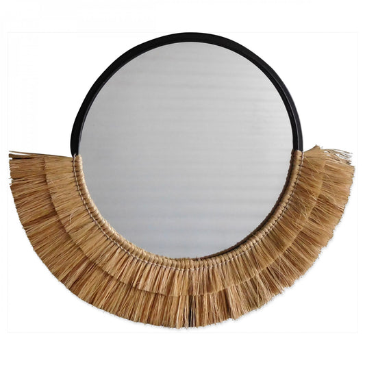 Miroir demi en fibres naturelles