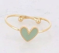 Bague Yssenia ajustable petit coeur en émail coloré