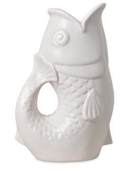 Cruche vase poisson en céramique blanc
