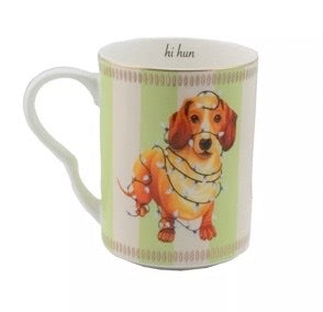 Mug teckel Noël, porcelaine fine, Yvone ellen