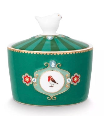 Sucrier Love Birds vert, porcelaine, Pip Studio