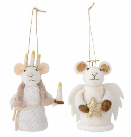 Lot de 2 souris en laine, Peo Bloomingville