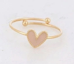 Bague Yssenia ajustable petit coeur en émail coloré