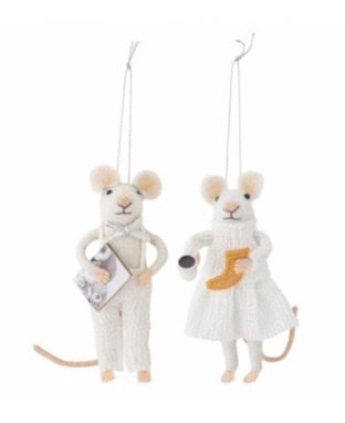 Lot de 2 souris en laine, Peo Bloomingville