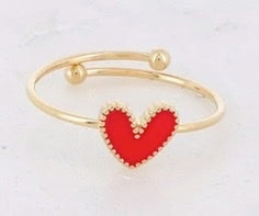 Bague Yssenia ajustable petit coeur en émail coloré