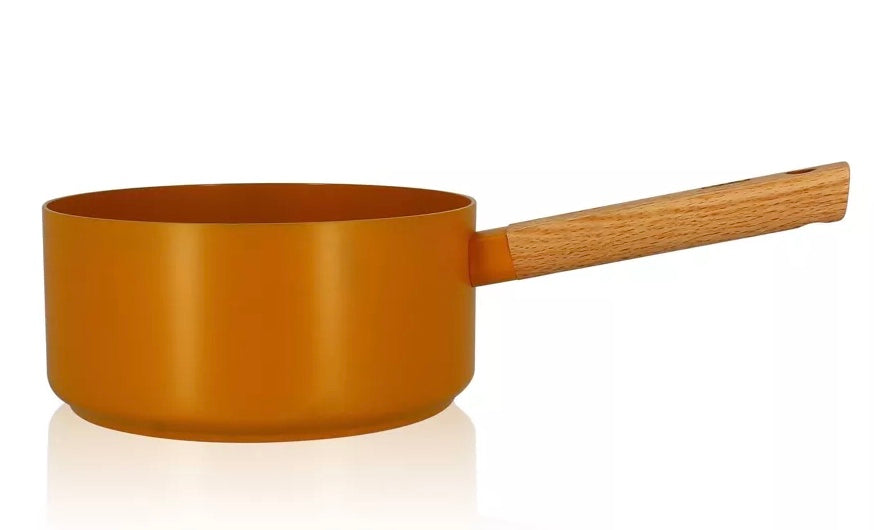Casserole Ector 20 cm aluminium revêtement céramique, jaune , manche en bois