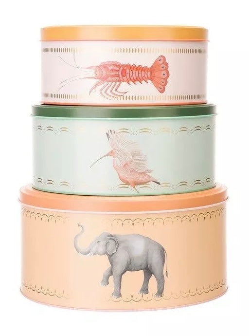 Lot de 3 boîtes rondes en métal, Yvonne Ellen