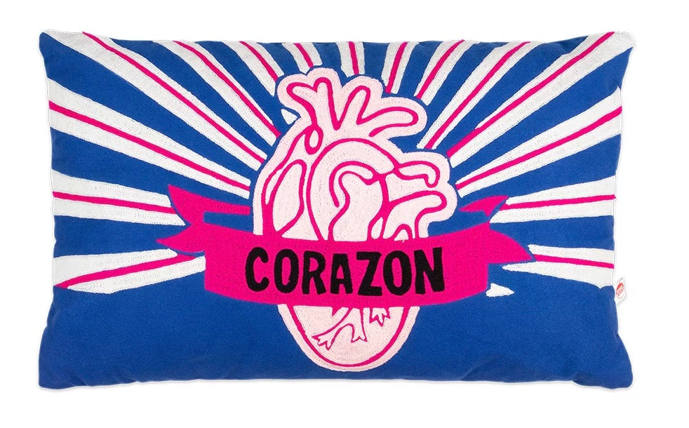 Coussin coton Love Corazon, Coeur mexicain, Kitsch Kitchen