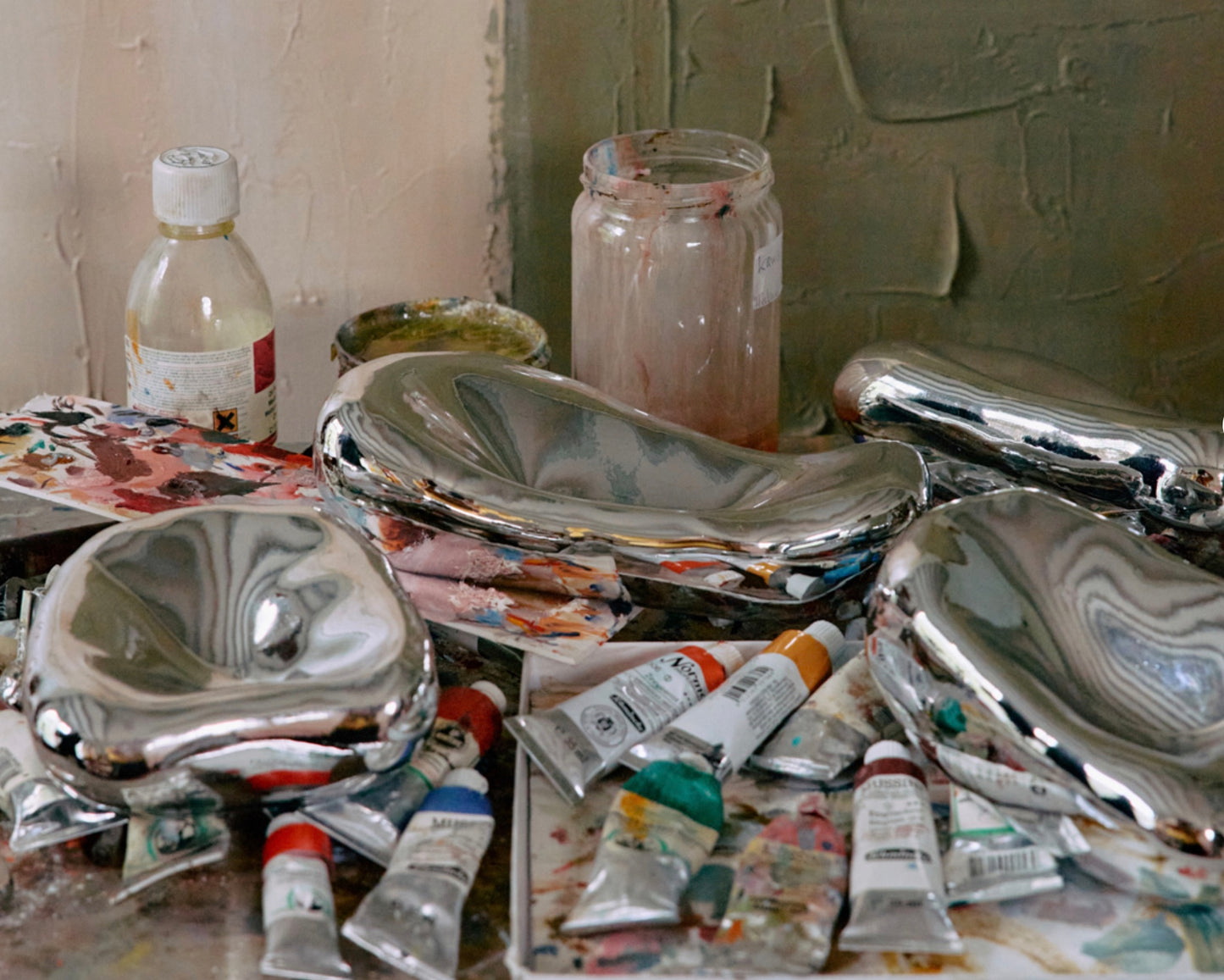 Set de 4 "glass sculptures" en chrome, HK Living