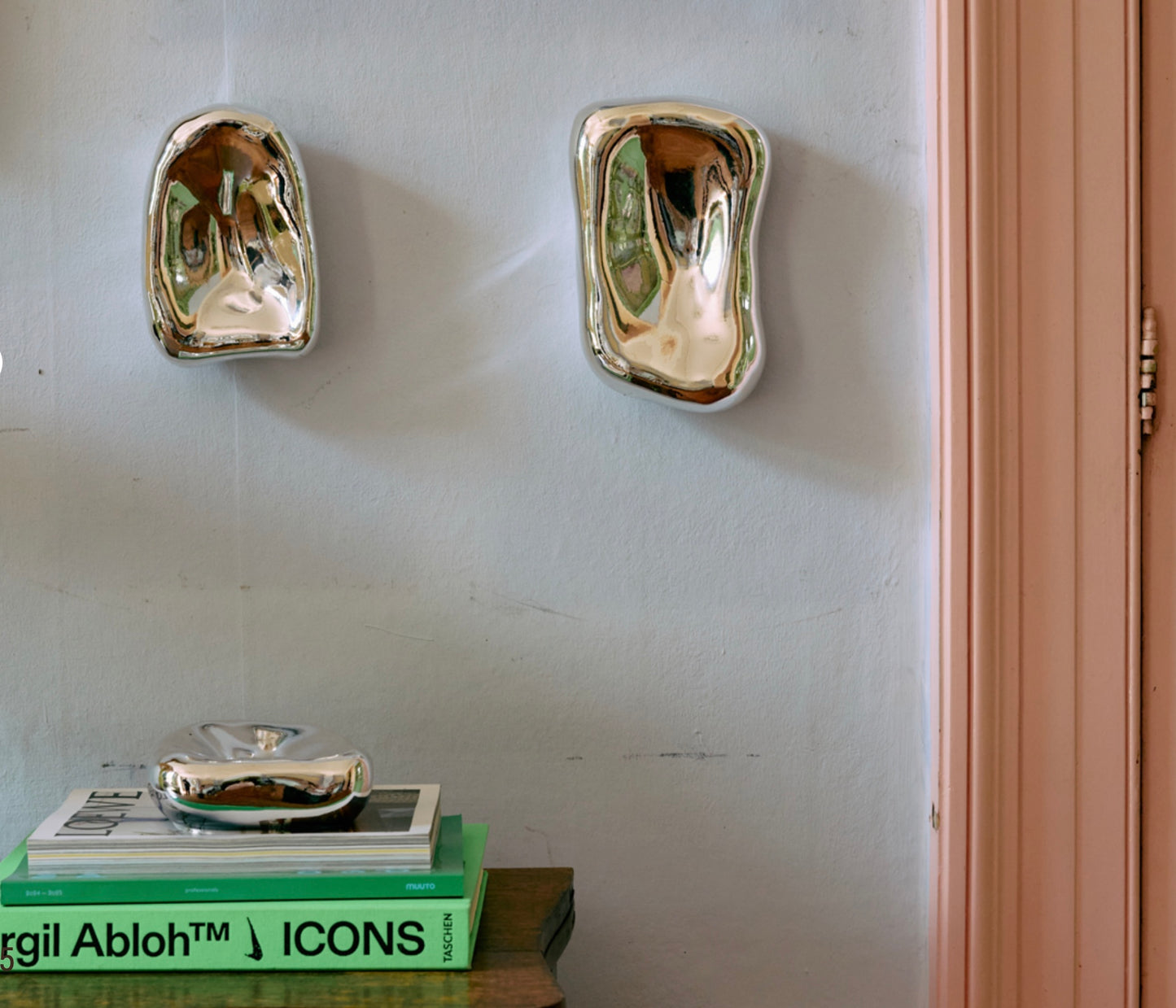 Set de 4 "glass sculptures" en chrome, HK Living