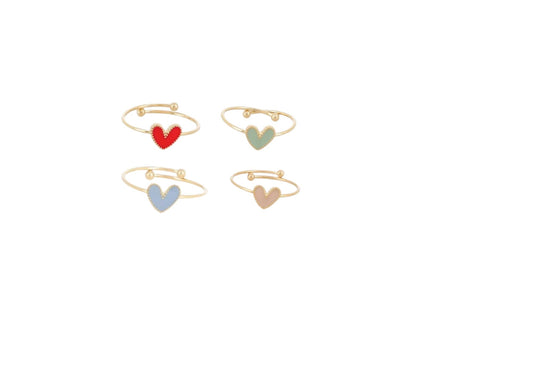 Bague Yssenia ajustable petit coeur en émail coloré