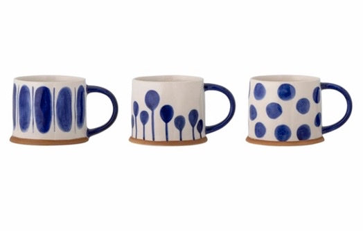 Lot de 3 mugs Linora en grès, Bloomingville